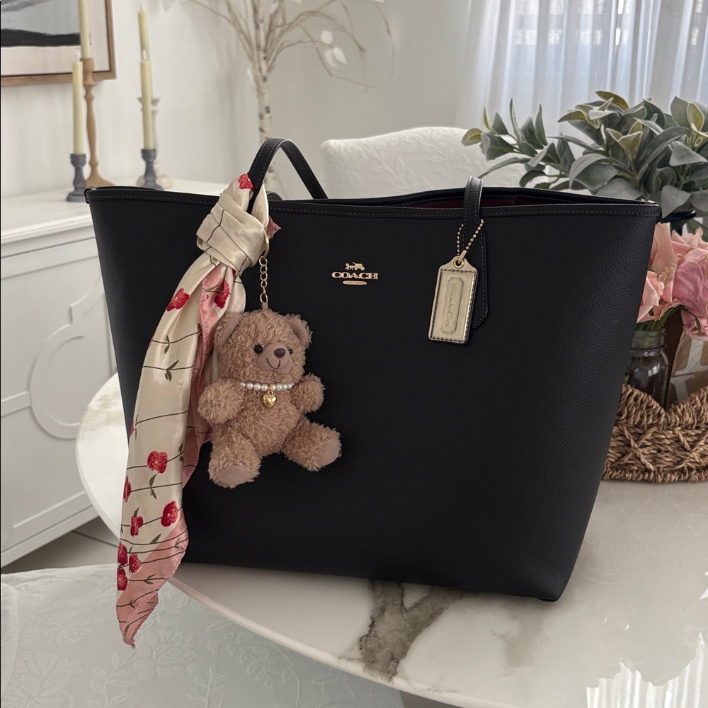 Coach Black Tote with Gold Accents